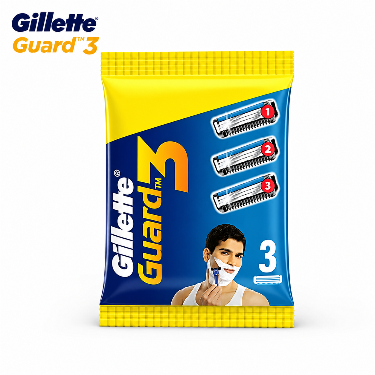 Gillette Guard3 Razor Cartridges 3N | Triple Blade Smooth & Safe Shave | Lubra Strip Comfort | Long-Lasting Shaving Refill for Men