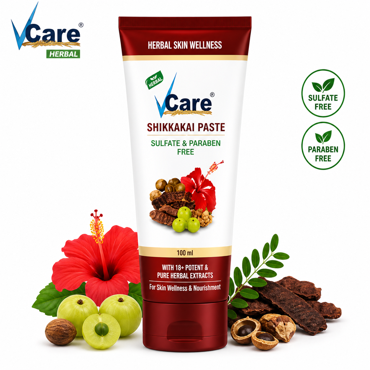 Vcare Shikkakai Paste 75G | Herbal Hair Cleanser for Strong, Soft & Nourished Hair | Sulfate & Paraben Free Daily Hair Care