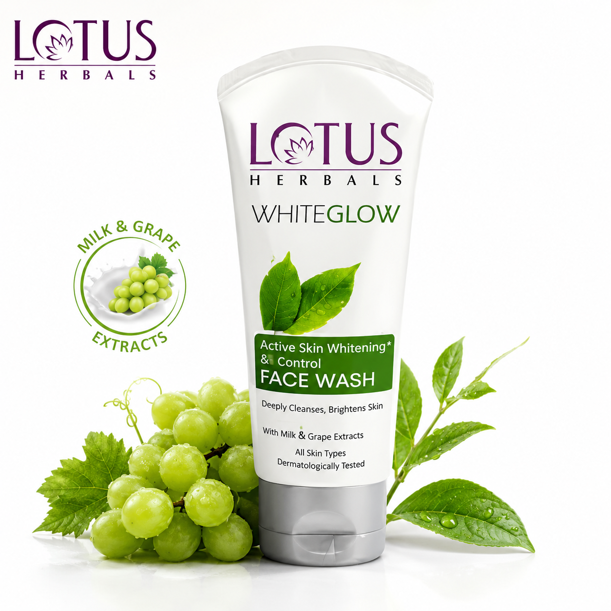 Lotus Herbals WhiteGlow Oil Control Face Wash 50g | Deep Cleansing Brightening Face Wash for Fresh, Clear & Shine-Free Skin