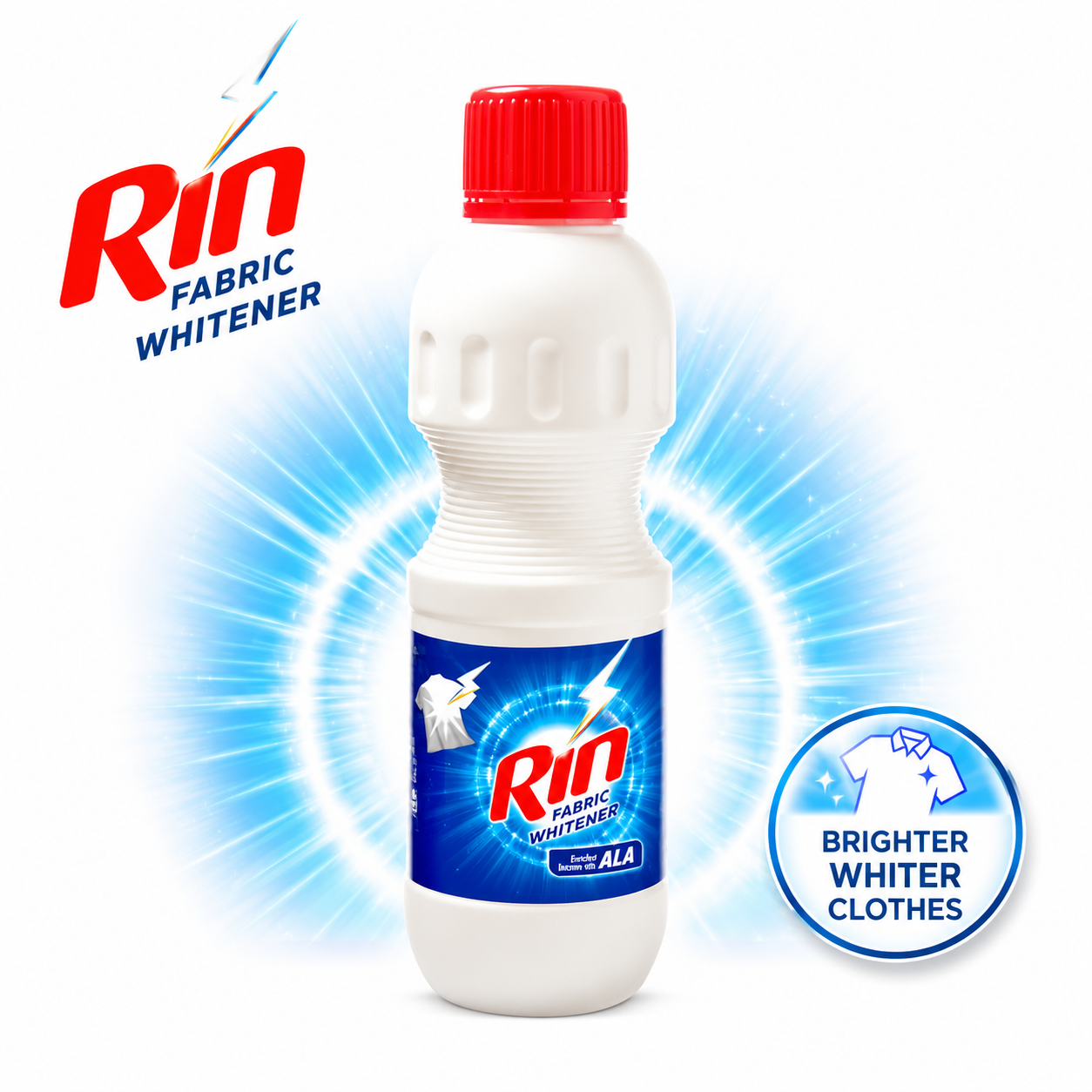 Rin ALA Fabric Whitener 200ML | 3X Brighter Whites & Tough Stain Removal for Fresh Cleaner Clothes