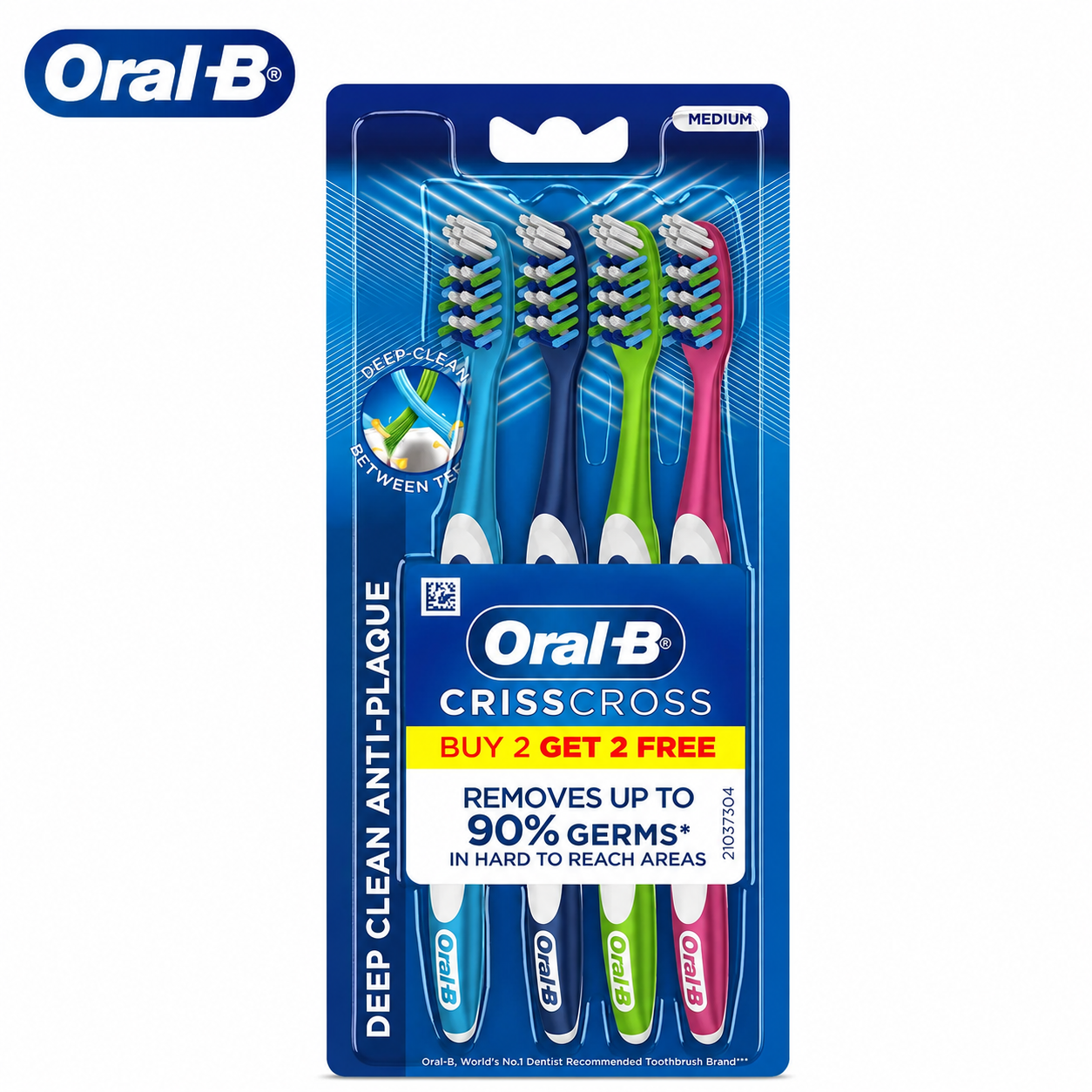 Oral-B Crisscross Deep Clean Anti-Plaque Soft Brushes 4N