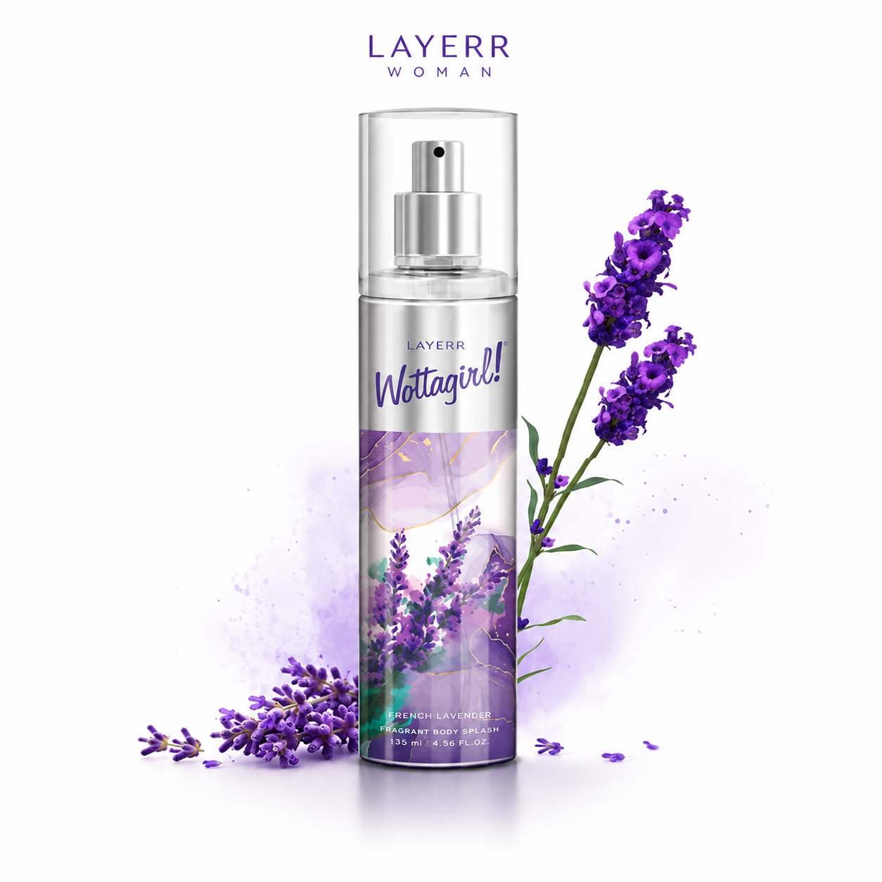 Layer’r Wottagirl Lavender Breeze Fragrant Perfume 135Ml | Long Lasting Lavender Body Mist for Women | Fresh & Calming Everyday Fragrance Spray