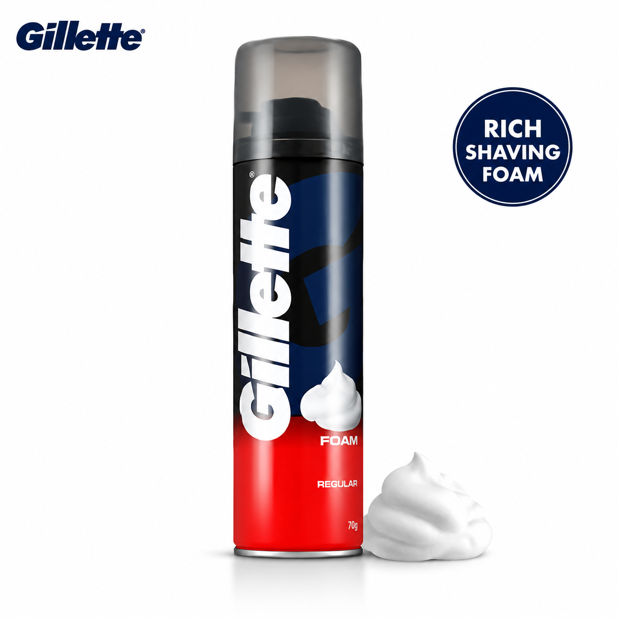 Gillette Regular Shaving Foam 196G | Rich Creamy Lather for Smooth & Comfortable Shave | Skin Protection Shaving Foam for Men