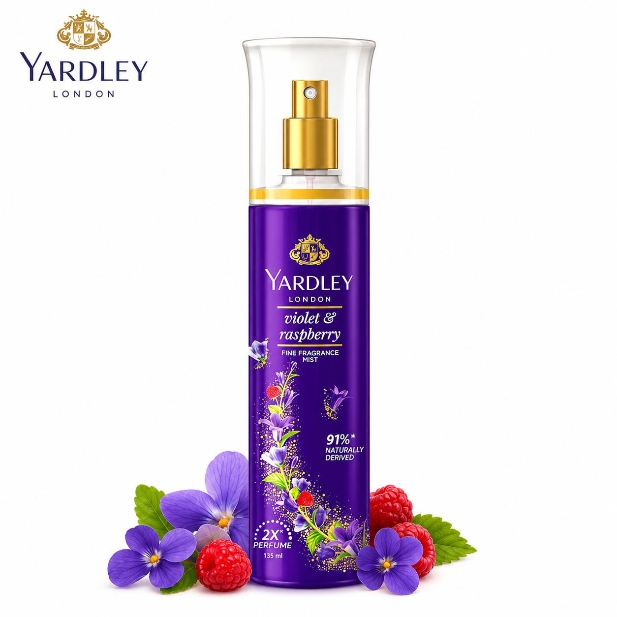 Yardley London Violet & Raspberry Fine Fragrance Mist 135Ml | Long Lasting Floral Fruity Body Spray for Women | Refreshing Daily Wear Perfume Mist