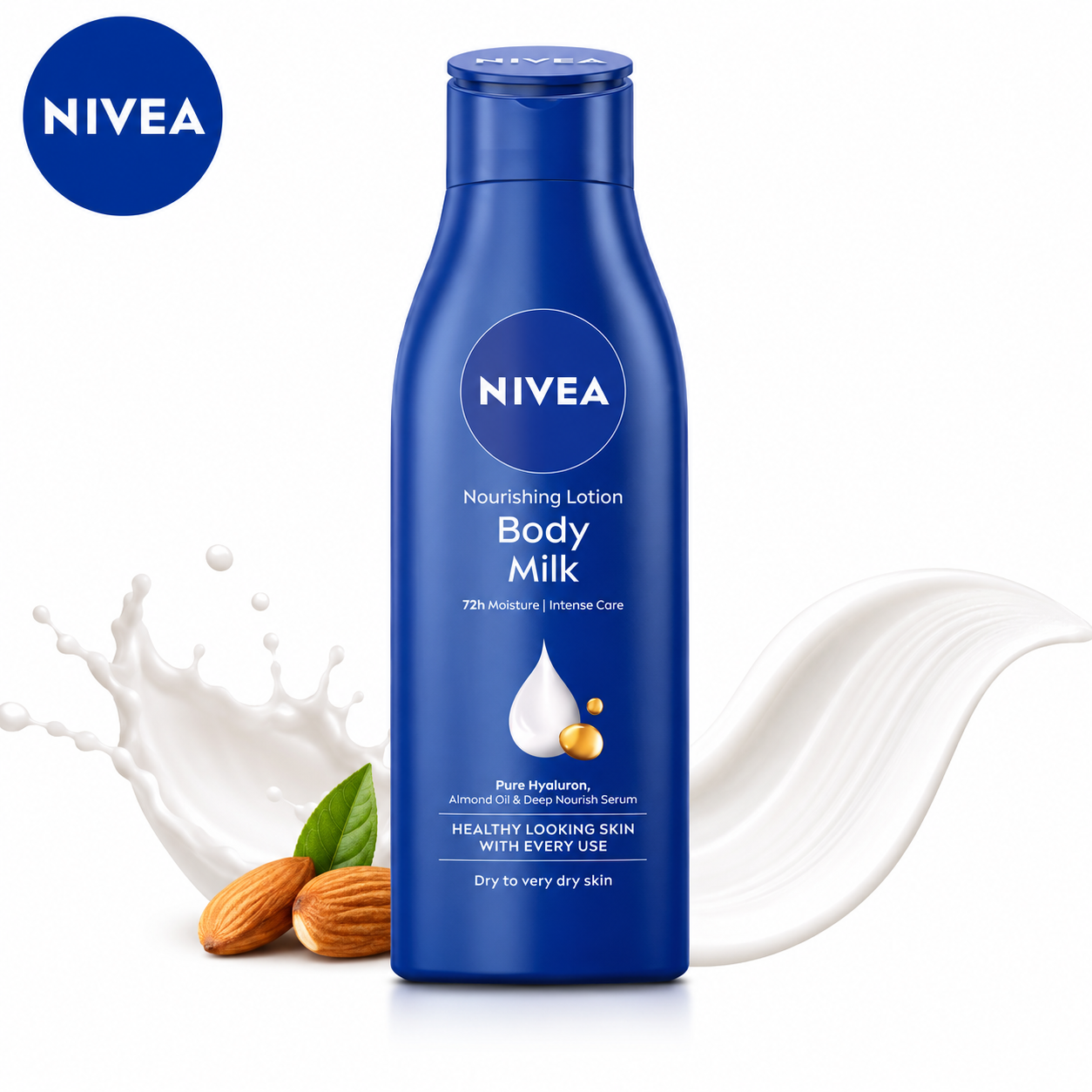Nivea Body Milk Moisture Body Lotion 200Ml | 72H Deep Nourishment & Intensive Moisturizing Care for Dry Skin