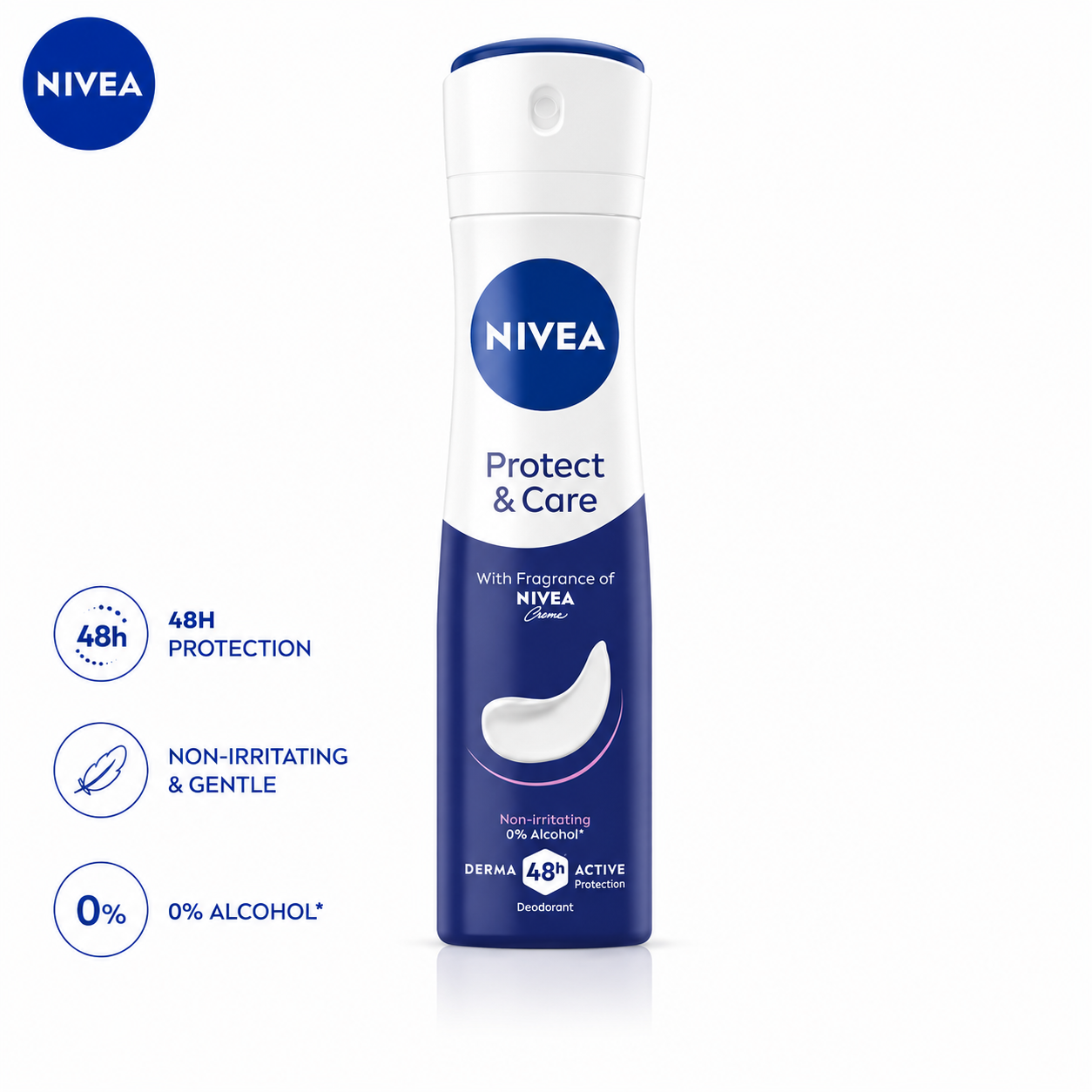 Nivea Protect & Care Deodorant Spray 150ml | 48H Odour Protection, Skin Caring Formula & Alcohol-Free Daily Freshness