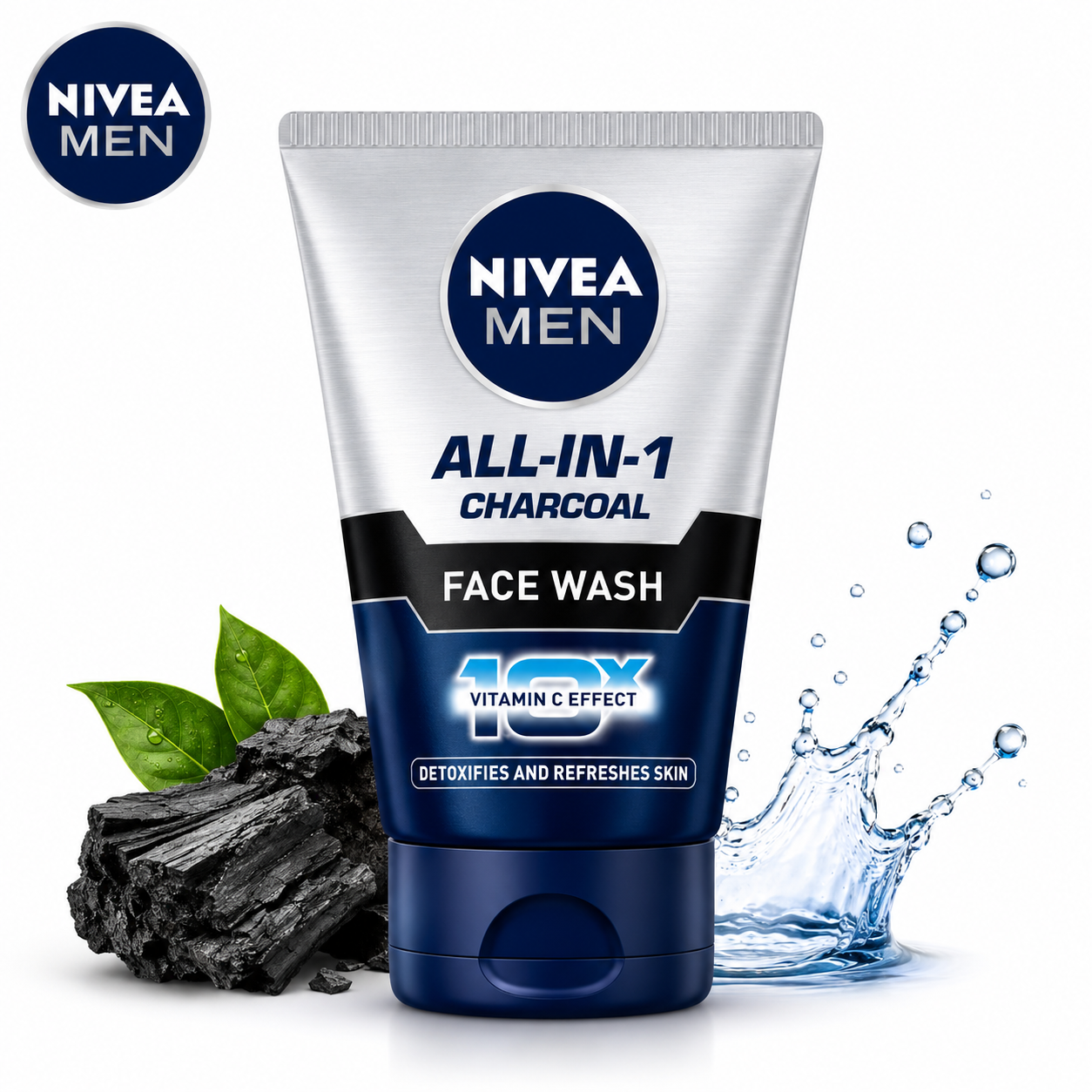 Nivea Men All-In-1 Charcoal Face Wash 100G | Deep Cleansing Face Wash for Oil Control, Fresh Skin & Daily Men’s Grooming
