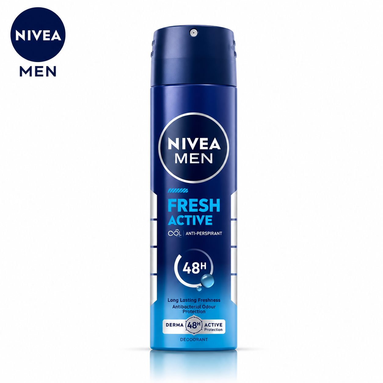 Nivea Men Fresh Active 48H Deodorant Spray 150ml | Long-Lasting Freshness, Anti-Bacterial Protection & No White Marks for Active Men