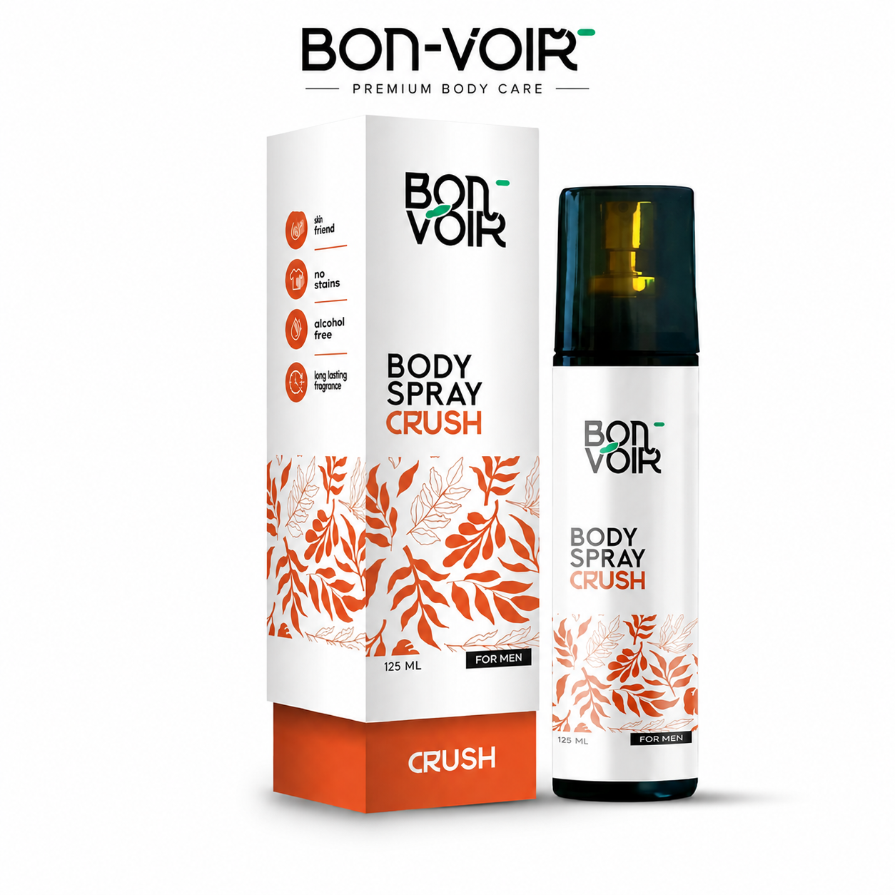 Bon Voir Body Spray Crush 125ml | Bold Long-Lasting Fragrance, Alcohol-Free Daily Body Spray for Men