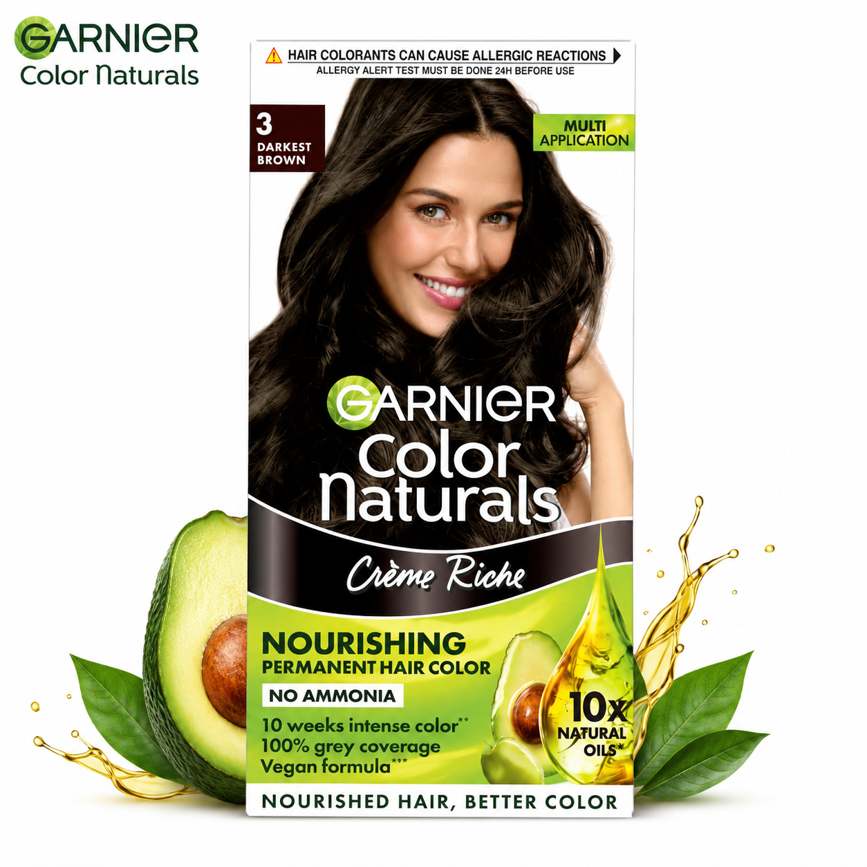 Garnier Color 3 Darkest Brown 70Ml+60G