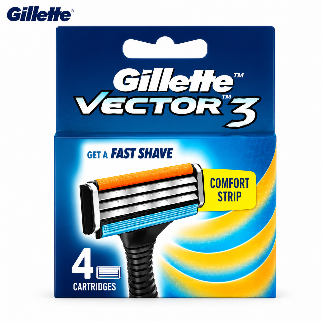 Gillette Vector3 Cartridges 4N | Triple Blade Razor Refills for Fast, Smooth & Comfortable Shaving