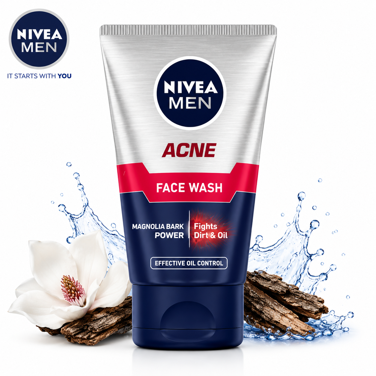 Nivea Men Acne Face Wash 100G | Oil Control Deep Clean Face Cleanser for Acne-Prone Skin with Magnolia Bark Power
