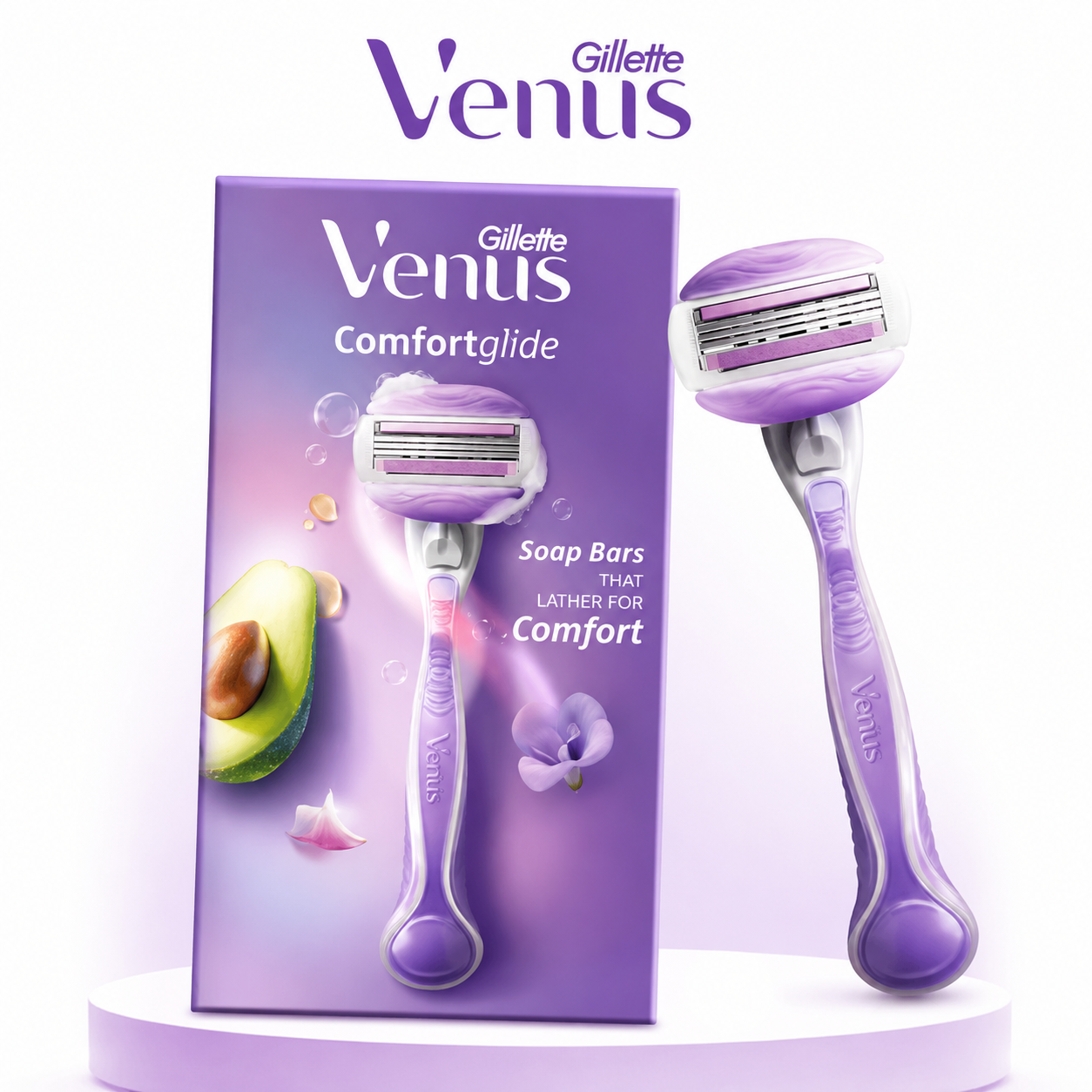 Gillette Venus Comfortglide Razor for Women | Smooth Glide Shaving Razor with Moisture Bars & 3 Blades