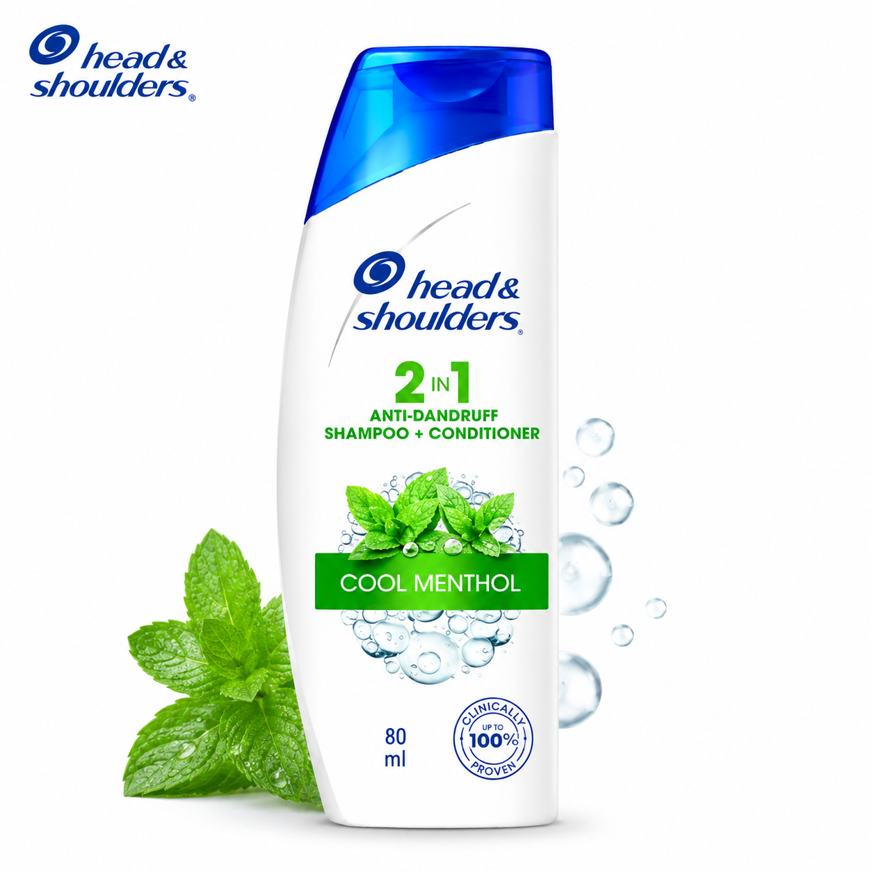 Head & Shoulders 2-In-1 Cool Menthol Shampoo 340Ml | Anti-Dandruff Shampoo + Conditioner for Cool Scalp & Strong Hair