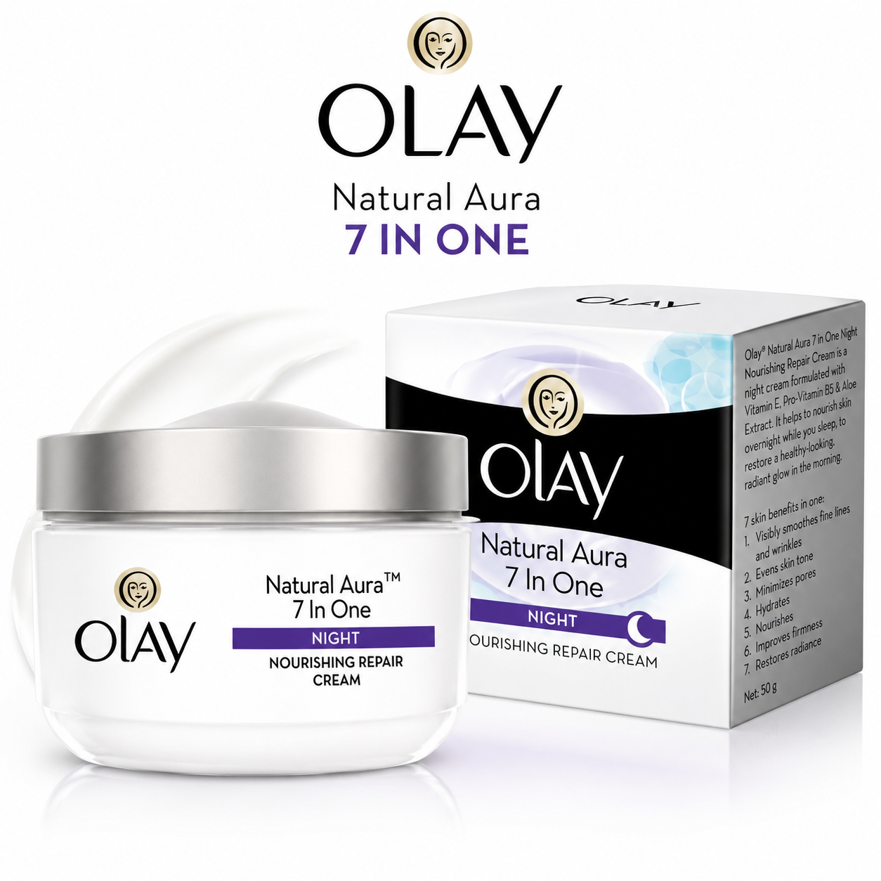 Olay Natural Aura 7In One Night Cream 50G