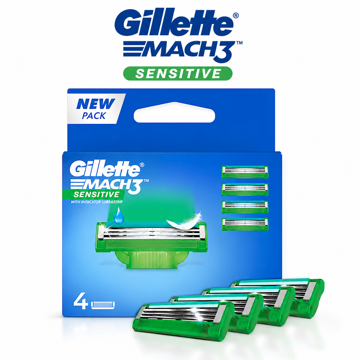 GILLETTE MACH3 SENSITIVE CARTRIDGES 4N