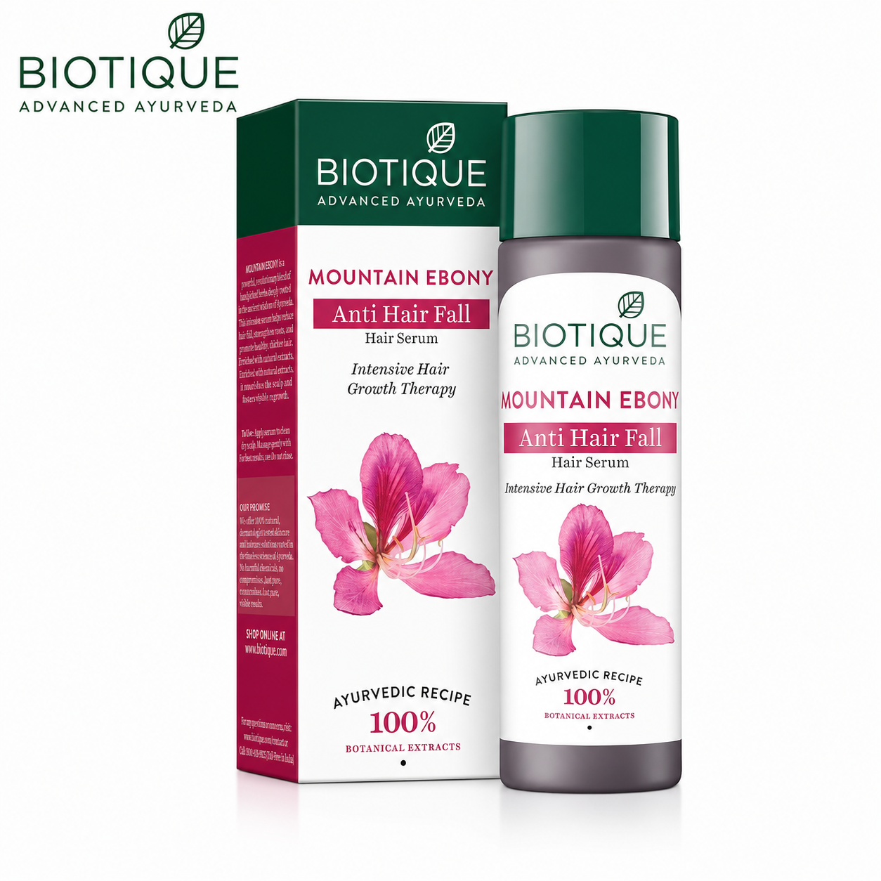 Biotique Mountain Ebony Anti Hair Fall Hair Serum 120ML | Ayurvedic Hair Growth Therapy for Stronger, Healthier & Thicker Hair