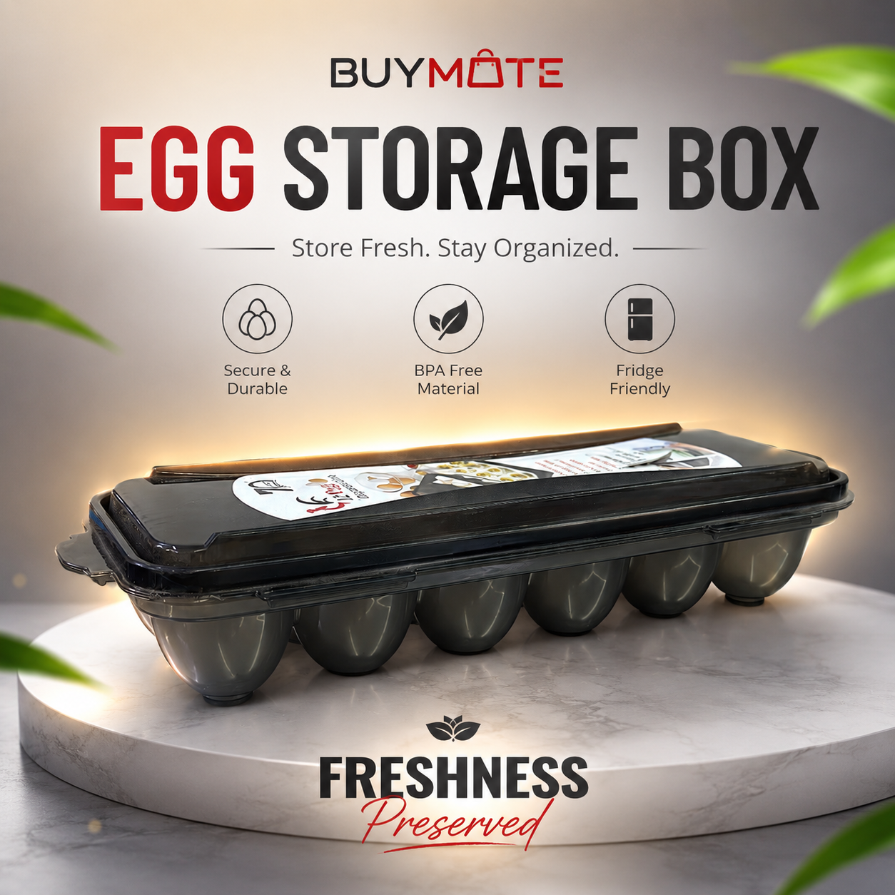 Plastic Egg Storage Tray with Lid – Egg Organizer Box for Refrigerator, Kitchen Storage & Freshness Protection