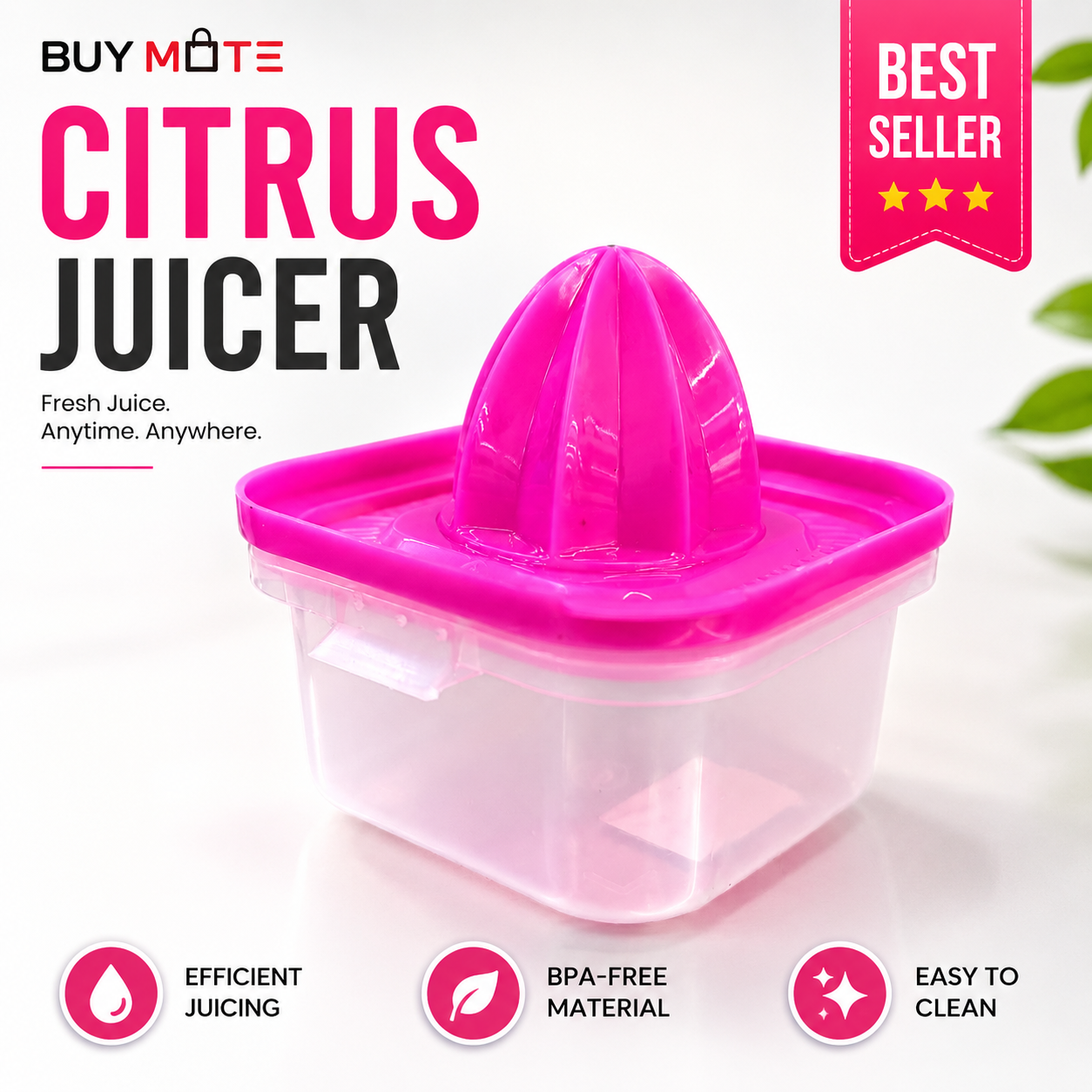 Manual Citrus Juicer with Storage Container | Lemon & Orange Hand Juicer | BPA-Free Juice Extractor with Measuring Box | Kitchen Fruit Squeezer