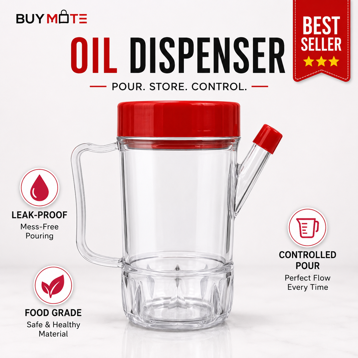Premium Oil Dispenser Bottle with Easy Pour Spout | Leakproof Kitchen Oil & Vinegar Container | BPA-Free Cooking Oil Pourer for Olive Oil, Ghee, Soy Sauce & Vinegar
