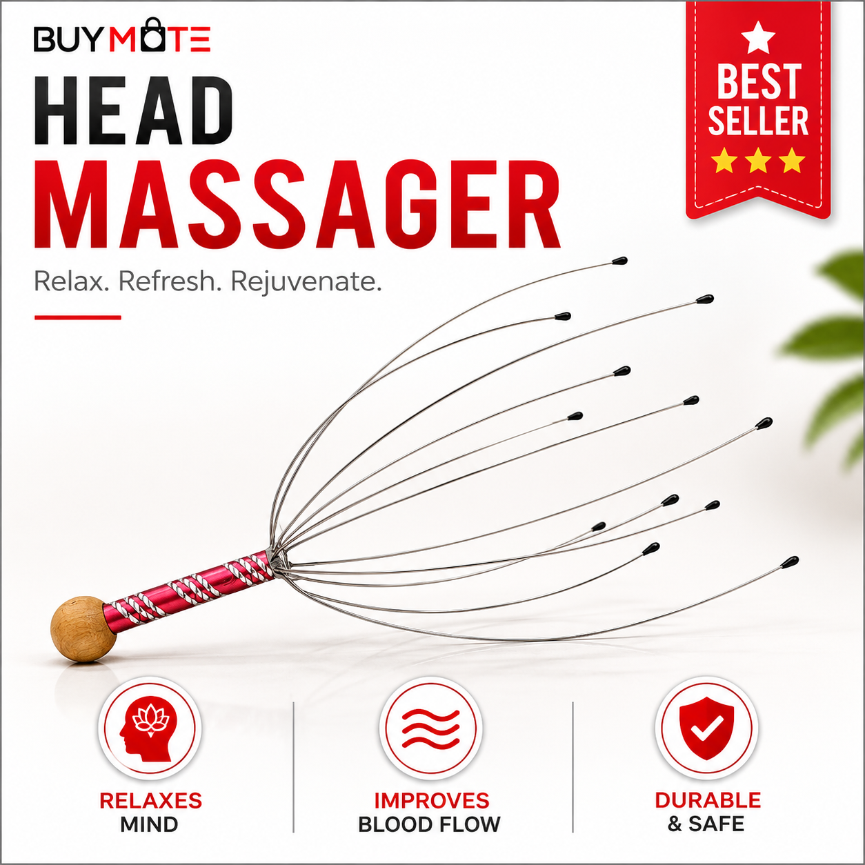 Stainless Steel Head Massager | Manual Scalp Massager for Stress Relief | Relaxing Head Scratcher | Scalp Massage Tool for Men, Women & Kids