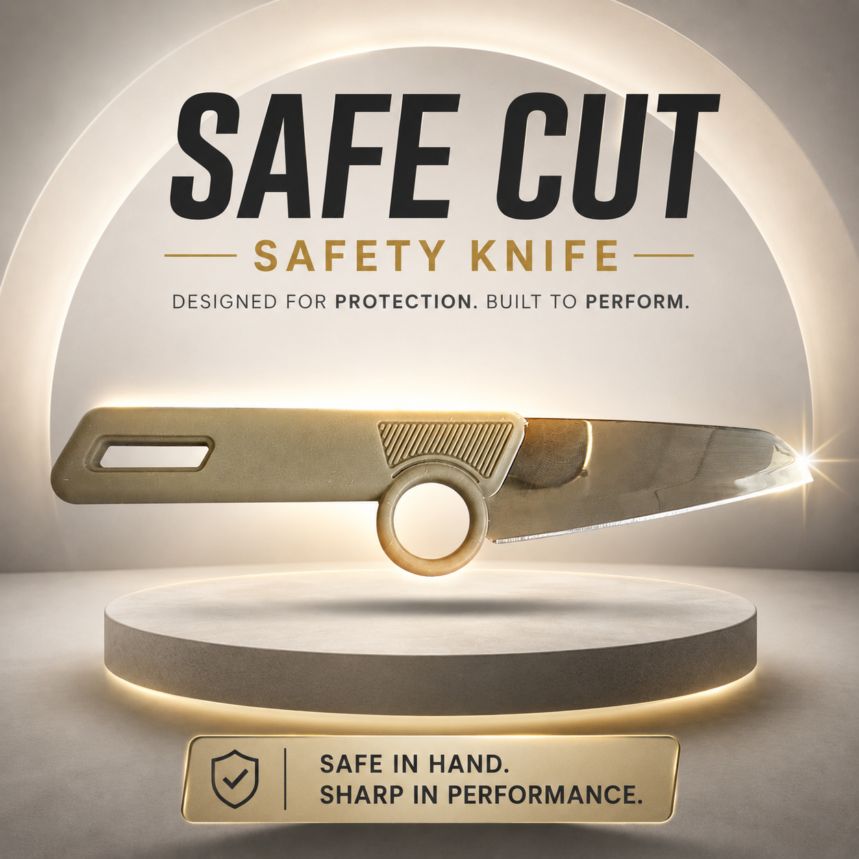 Safe Cut Safety Knife | Folding Utility Cutter with Stainless Steel Blade & Finger Ring Grip | Compact Box Cutter for Cartons, Packaging, Crafts & Warehouse Use