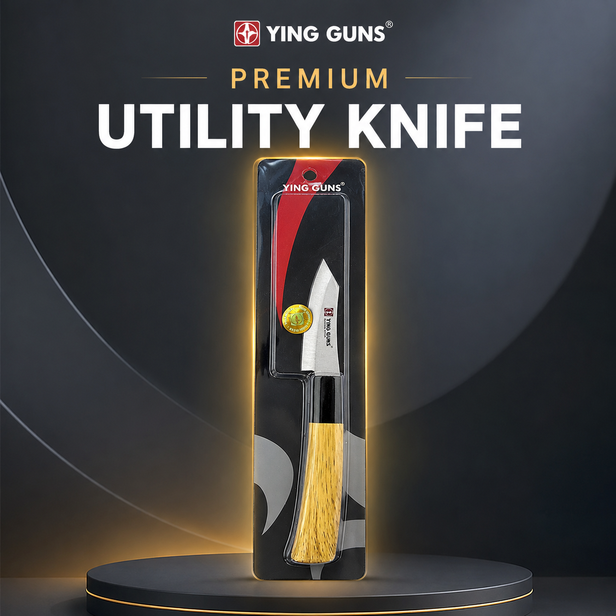 YING GUNS Premium Utility Knife | Stainless Steel Multipurpose Kitchen & Utility Knife with Ergonomic Wooden Handle | Sharp Precision Cutting Knife for Fruits, Vegetables, Meat, Crafts & Everyday Use