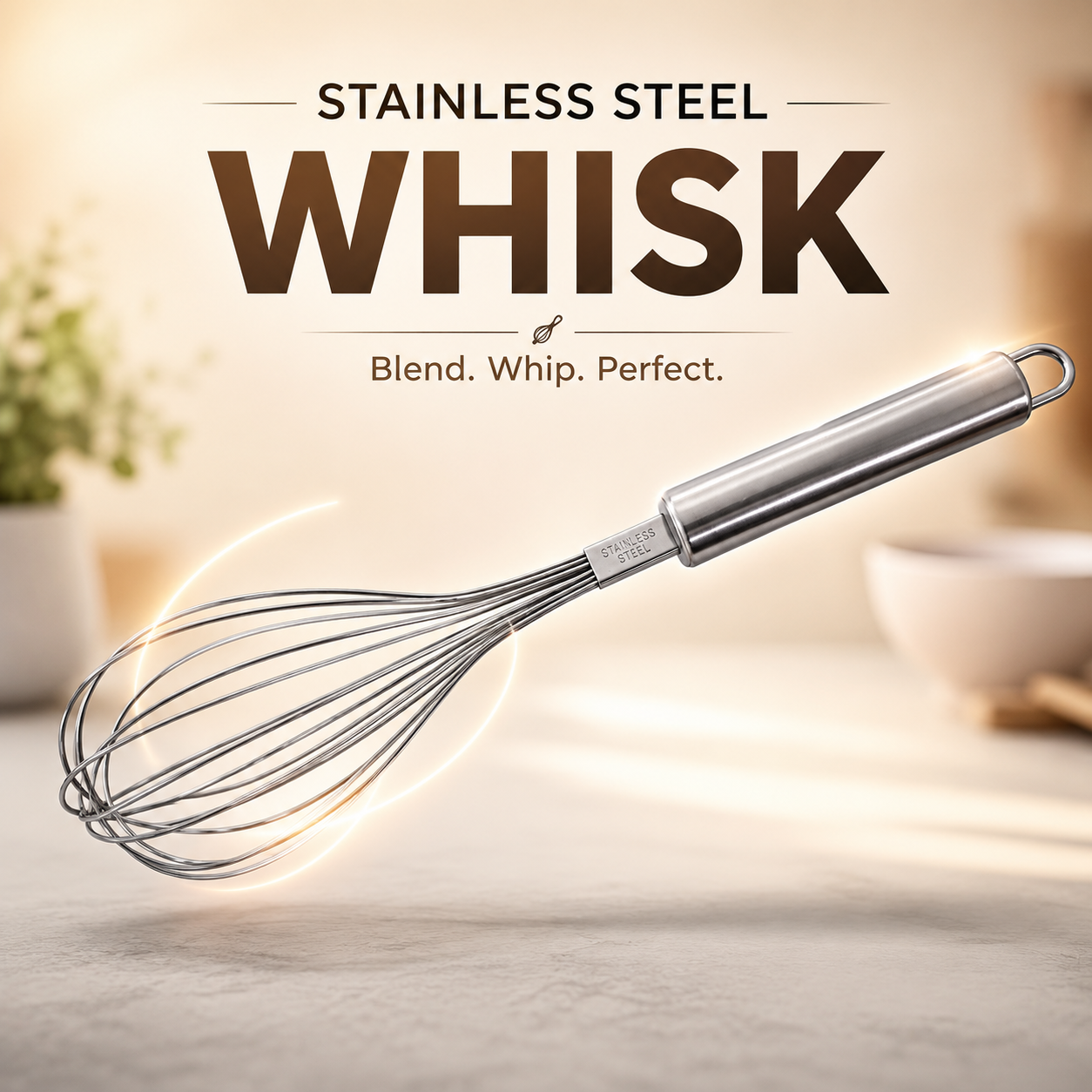 Stainless Steel Balloon Whisk | Heavy Duty Wire Egg Beater with Ergonomic Handle | Professional Hand Whisk for Baking, Mixing, Whipping Cream, Eggs, Batter, Sauces & Everyday Cooking