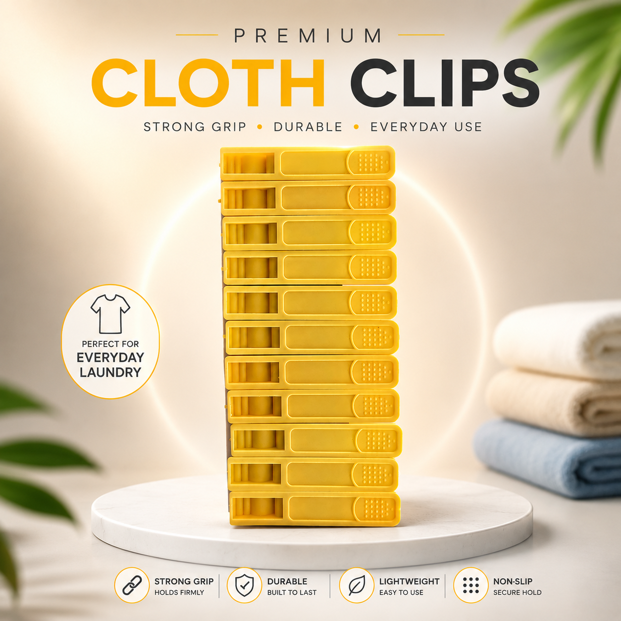 Premium Heavy Duty Cloth Clips | Strong Grip Plastic Laundry Pegs | Durable Non-Slip Clothes Pins for Indoor & Outdoor Drying, Towels, Blankets & Everyday Laundry Use 12 pic