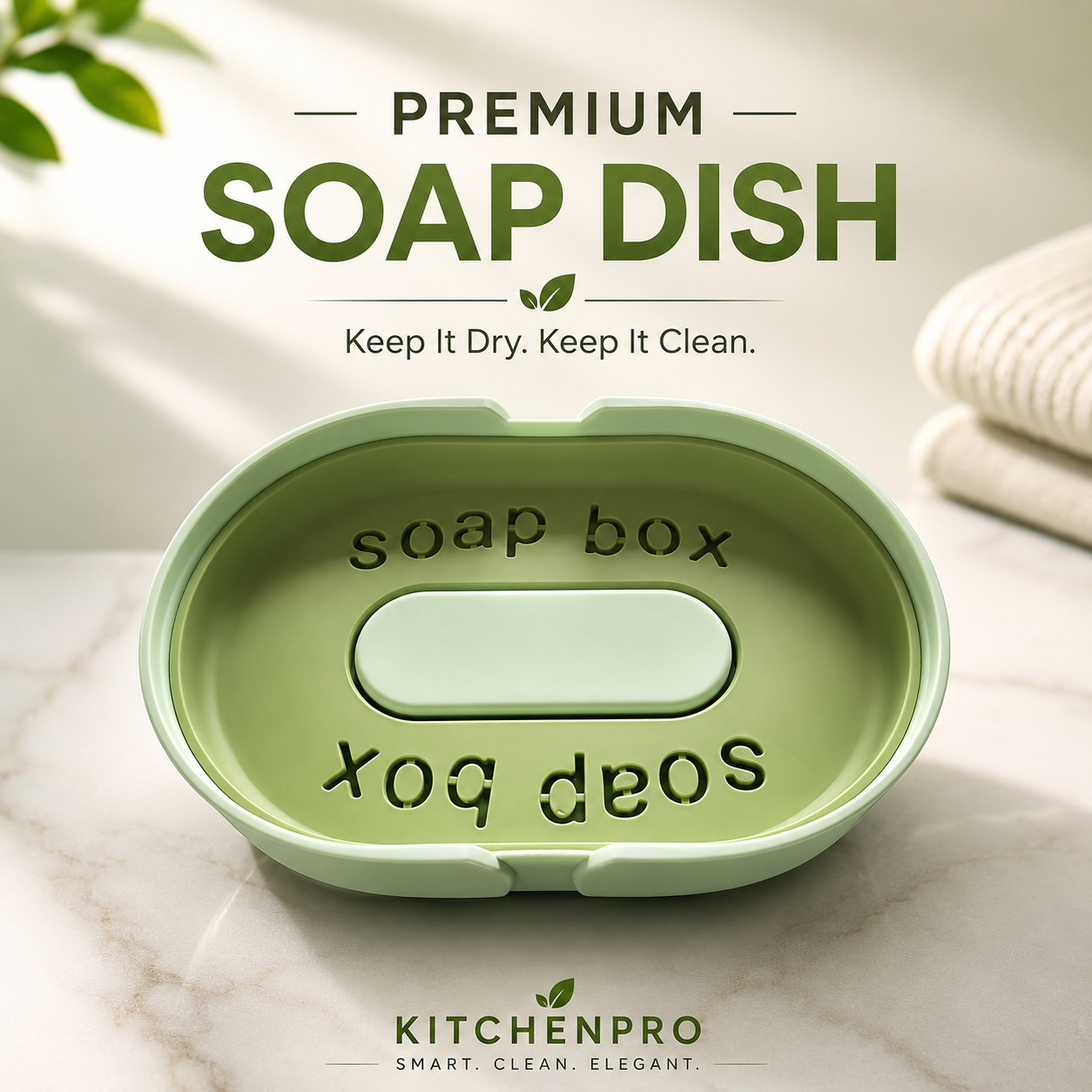Premium Self-Draining Soap Dish | Bathroom & Kitchen Soap Holder with Drain Tray | Durable Plastic Soap Saver for Bar Soap | Non-Slip Easy-Clean Soap Case