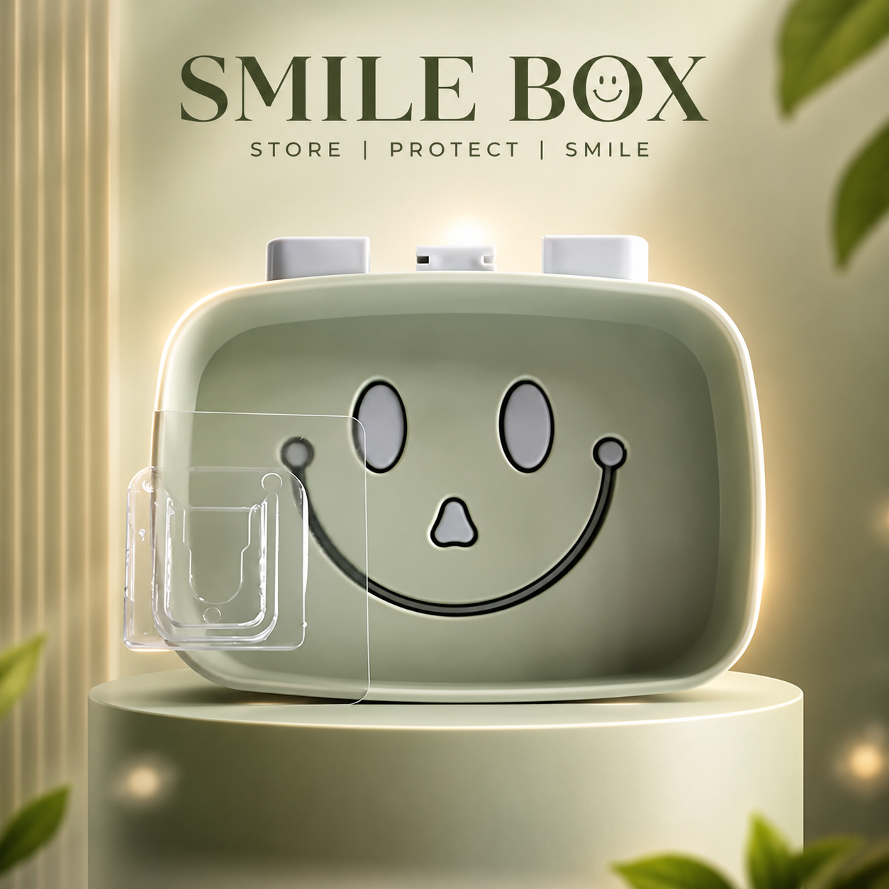 Premium Self-Draining Smile Face Wall Mount Soap Holder | No-Drill Adhesive Soap Dish with Drain Tray | Cute Bathroom & Kitchen Soap Saver | Durable Easy-Clean Plastic Soap Box