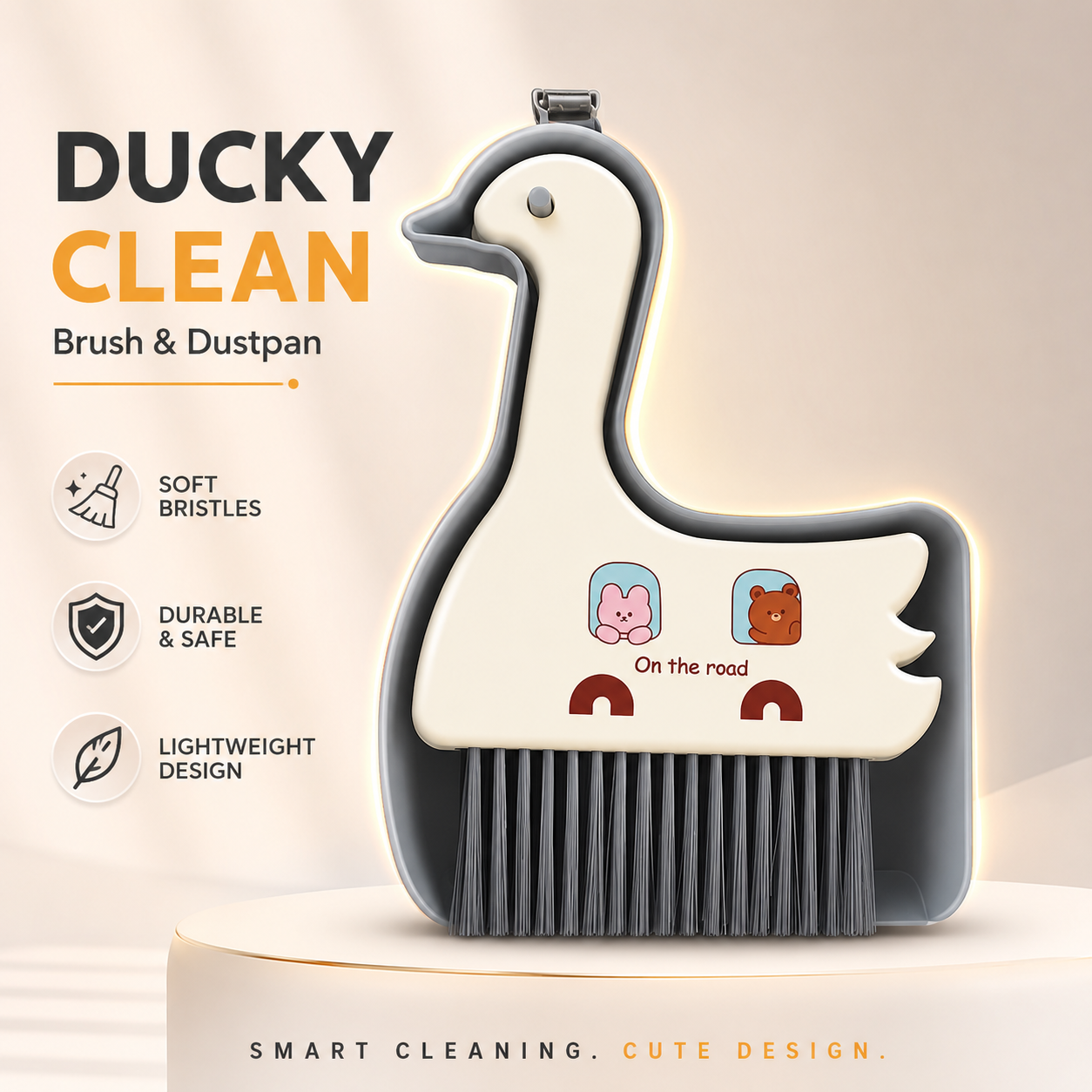 Premium Mini Dustpan & Brush Set | Cute Bear Desktop Cleaning Brush with Dustpan | Portable Handheld Crumb Cleaner for Table, Keyboard, Desk, 
