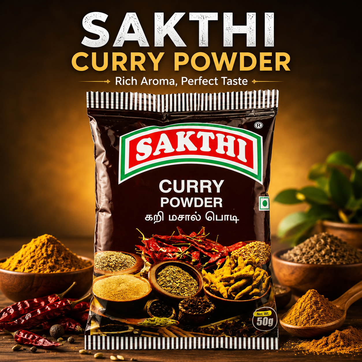 Sakthi Curry Powder 50g | Authentic South Indian Curry Masala Powder for Curries, Rice & Vegetables