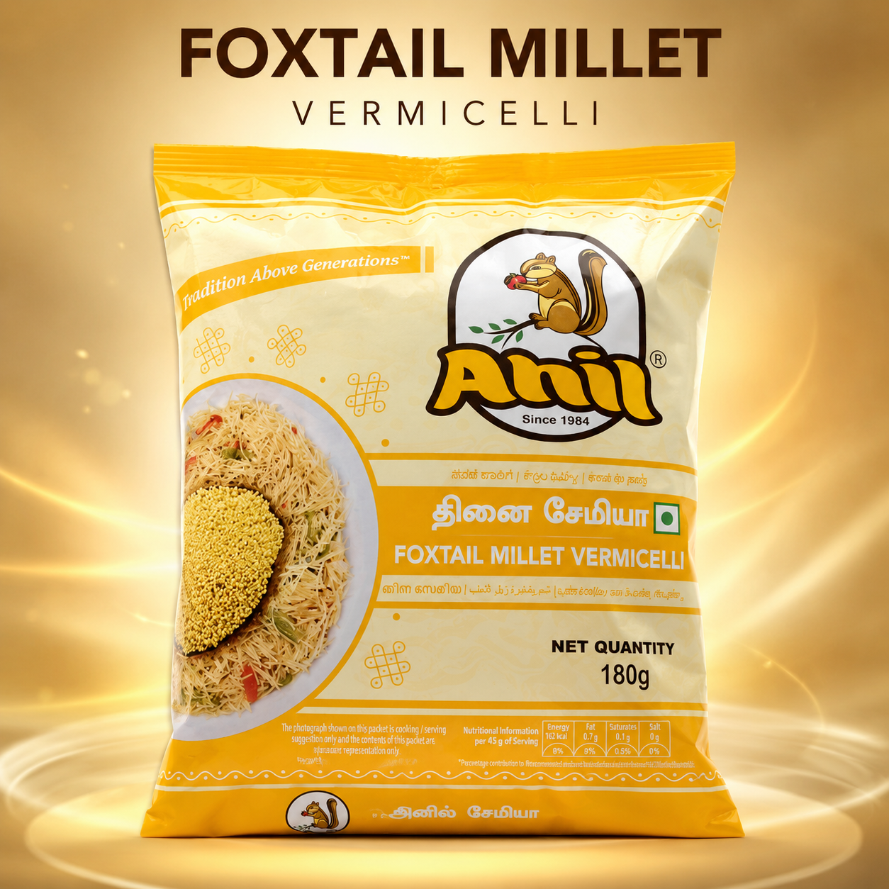 Ani Foxtail Millet Vermicelli 180g | Thin Semiya | Millet Vermicelli for Upma, Kheer & Healthy Meals