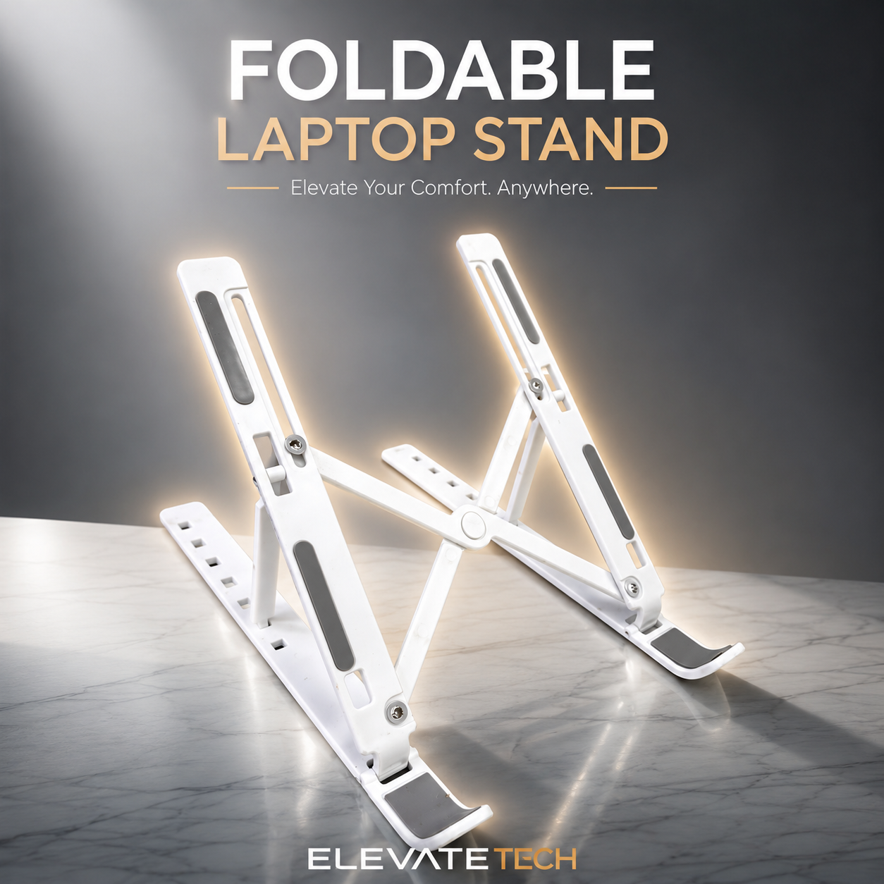 Foldable Laptop Stand | Adjustable Ergonomic Laptop Riser with Anti-Slip Pads – Sturdy, Lightweight & Portable Stand for Desk, Office, Home & Travel. (Colors & Design May Vary)