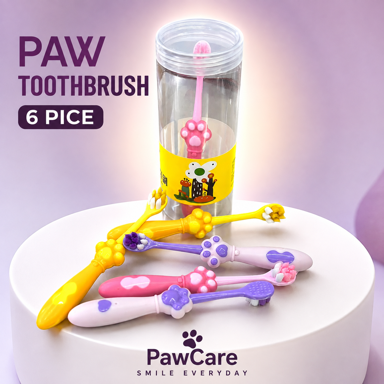 PawCare 6-Piece Baby Toothbrush Set | Ultra-Soft Infant & Toddler Training Toothbrushes – Easy-Grip Baby Oral Care Set for First Teeth, Gums & Daily Cleaning. (Colors & Design May Vary)