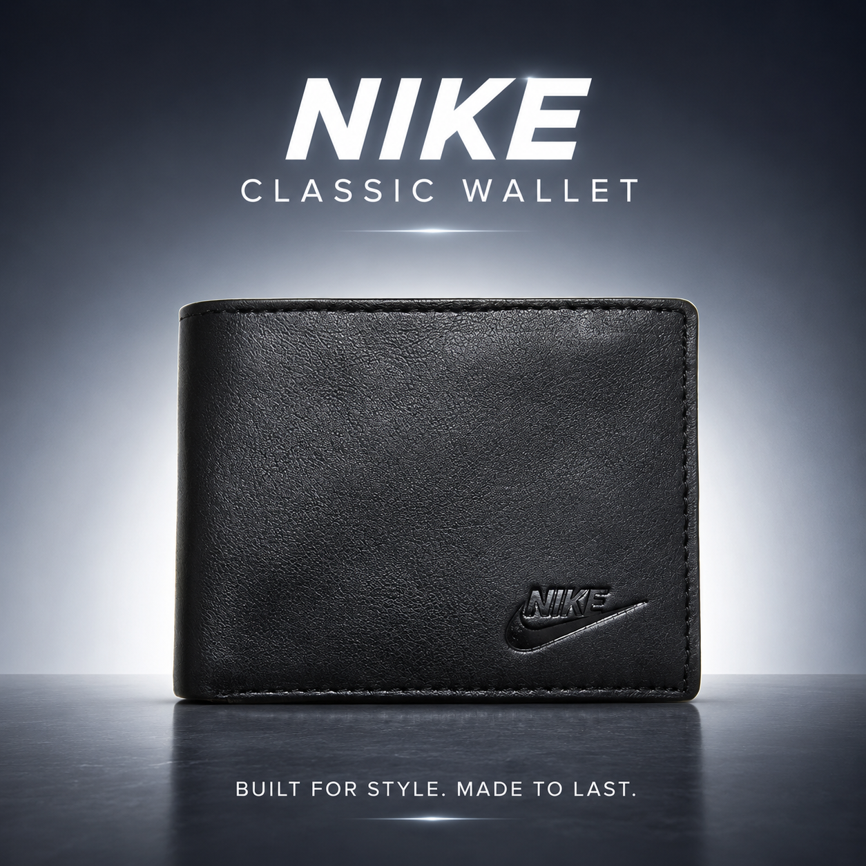 Nike Classic Men’s Genuine Leather Bifold Wallet – Slim Black Wallet with Multiple Card Slots, Cash Compartment & Premium Stitching (product colour may be different). (Colors & Design May Vary)
