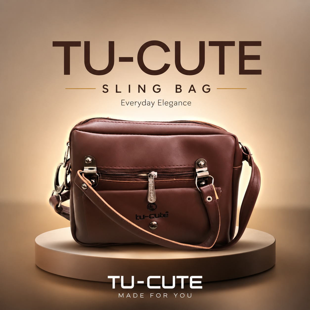 TU-CUTE Women’s Sling Bag with Adjustable Shoulder Strap | Premium Stylish Crossbody Handbag with Multiple Zipper Compartments | Lightweight Ladies Purse for Daily Use, Travel & Shopping. (Colors & Design May Vary)