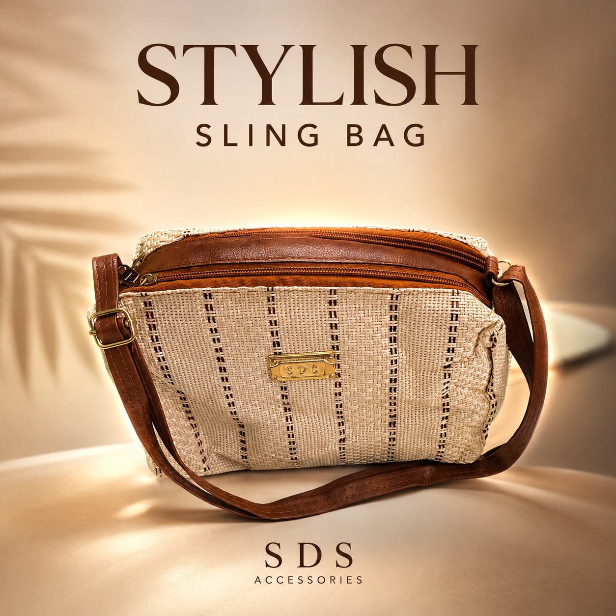 SDS Accessories Women’s Stylish Woven Sling Bag | Lightweight Crossbody Shoulder Bag with Adjustable Strap & Secure Zipper | Ladies Handbag for Daily Use, Travel & Shopping. (Colors & Design May Vary)