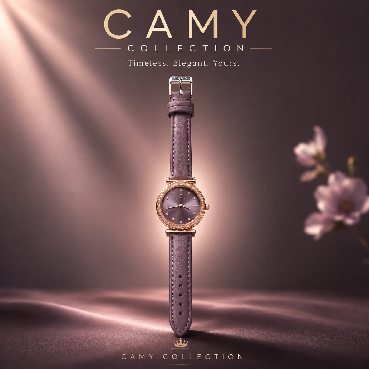 FREST Women’s Analog Quartz Watch with Premium Genuine Leather Strap | Elegant Purple Dial, Rose Gold-Tone Case & Crystal Hour Markers | Stylish Casual & Formal Wrist Watch for Women. (Colors & Design May Vary)