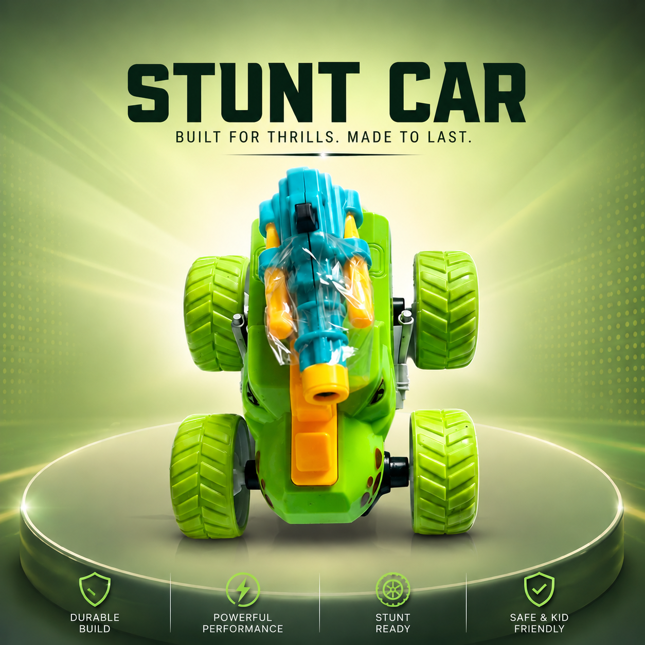 Pull Back 360° Stunt Car Toy for Kids – High Speed Durable 4-Wheel Stunt Racing Car with Strong Grip. (Colors & Design May Vary)