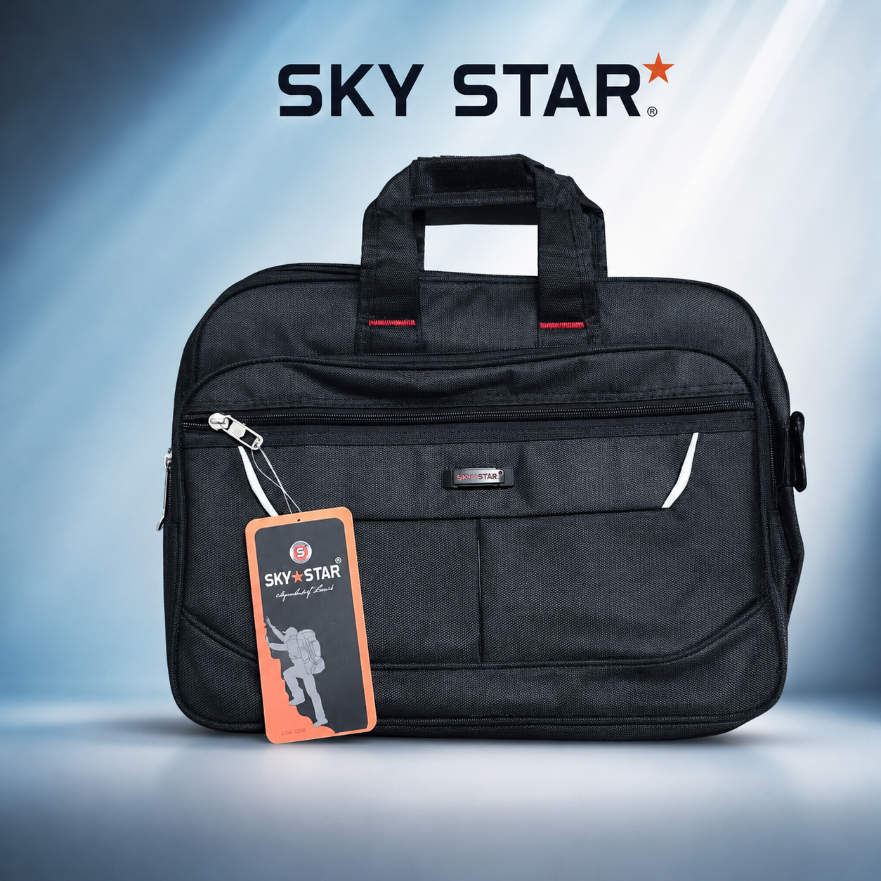 Sky Star Laptop Bag for Men – Spacious Business Office & Travel Briefcase with Padded Laptop Compartment, Multiple Pockets, Shoulder Strap & Carry Handle – Black. (Colors & Design May Vary)