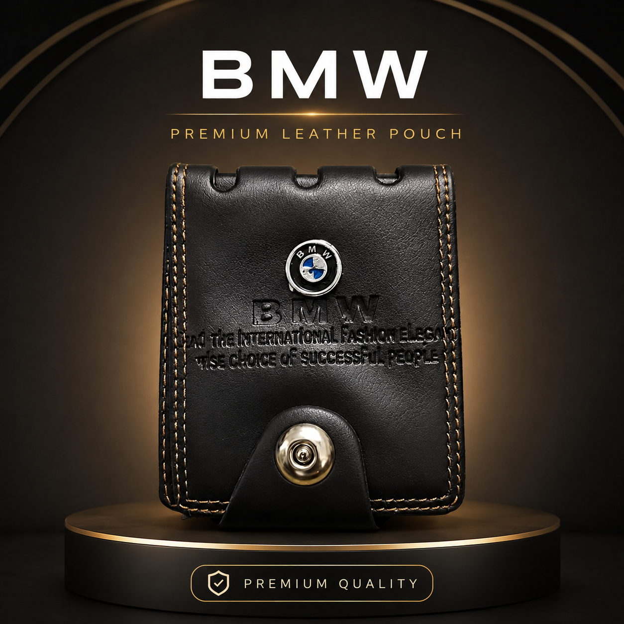 BMW Style Leather Wallet for Men – Compact Slim Card Holder & Pouch with Multiple Card Slots, Secure Snap Button Closure, Pocket-Friendly Design – Black. (Colors & Design May Vary)