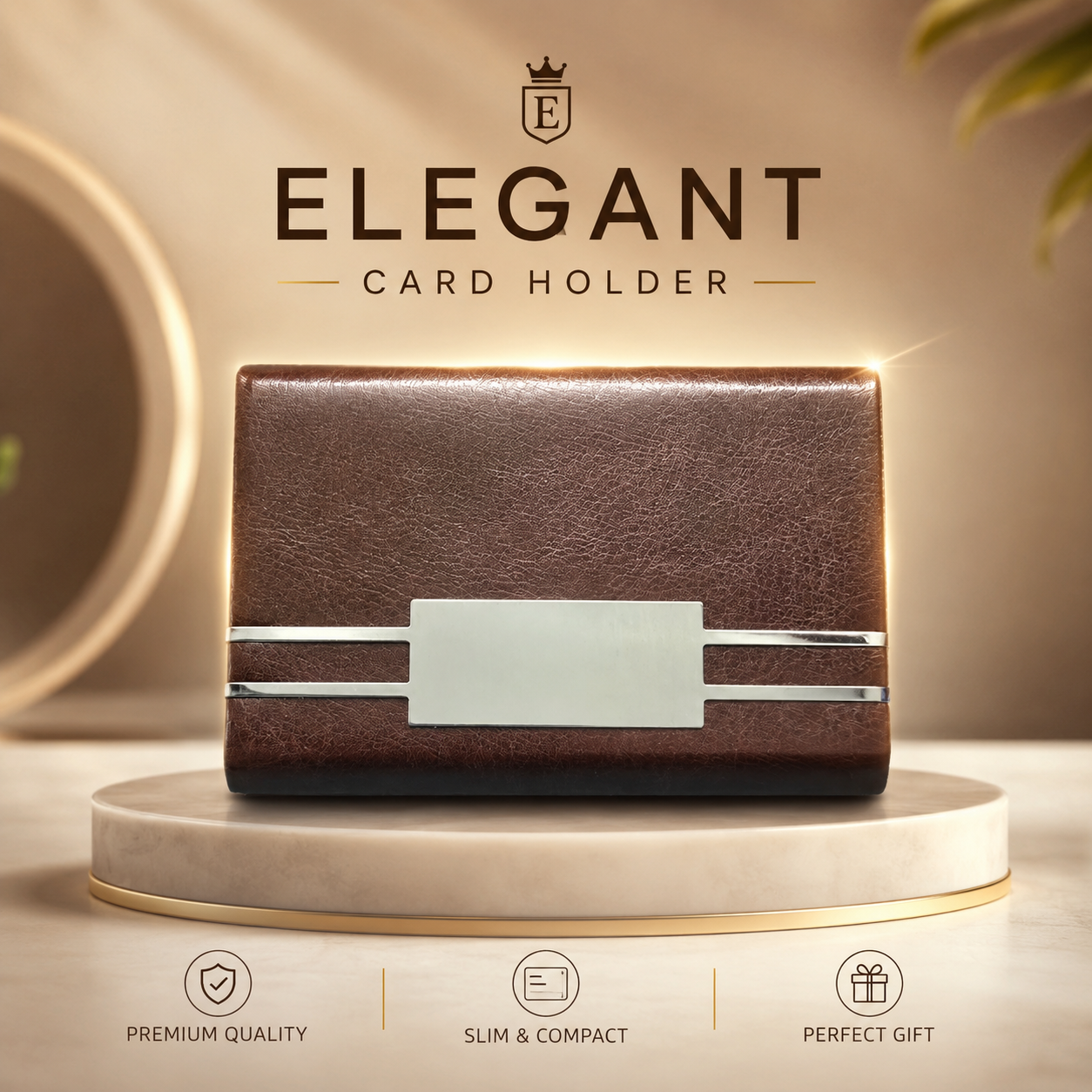 Elegant Premium Leather Card Holder for Men – Slim & Compact Wallet with Multiple Card Slots, Durable Stitching & Metal Accent for Business, Travel & Daily Use – Brown. (Colors & Design May Vary)