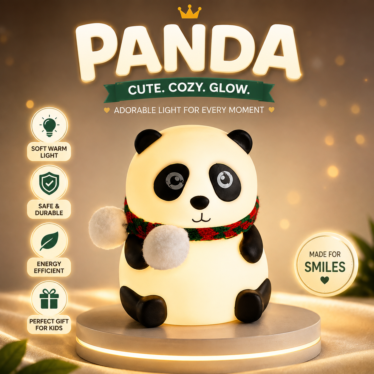Cute Panda Silicone Night Light for Kids | 7 Color Changing LED Bedside Lamp with Tap Control, 30-Min Auto-Off Timer & USB Rechargeable | Soft Nursery Night Lamp for Bedroom, Reading & Gift. (Colors & Design May Vary)