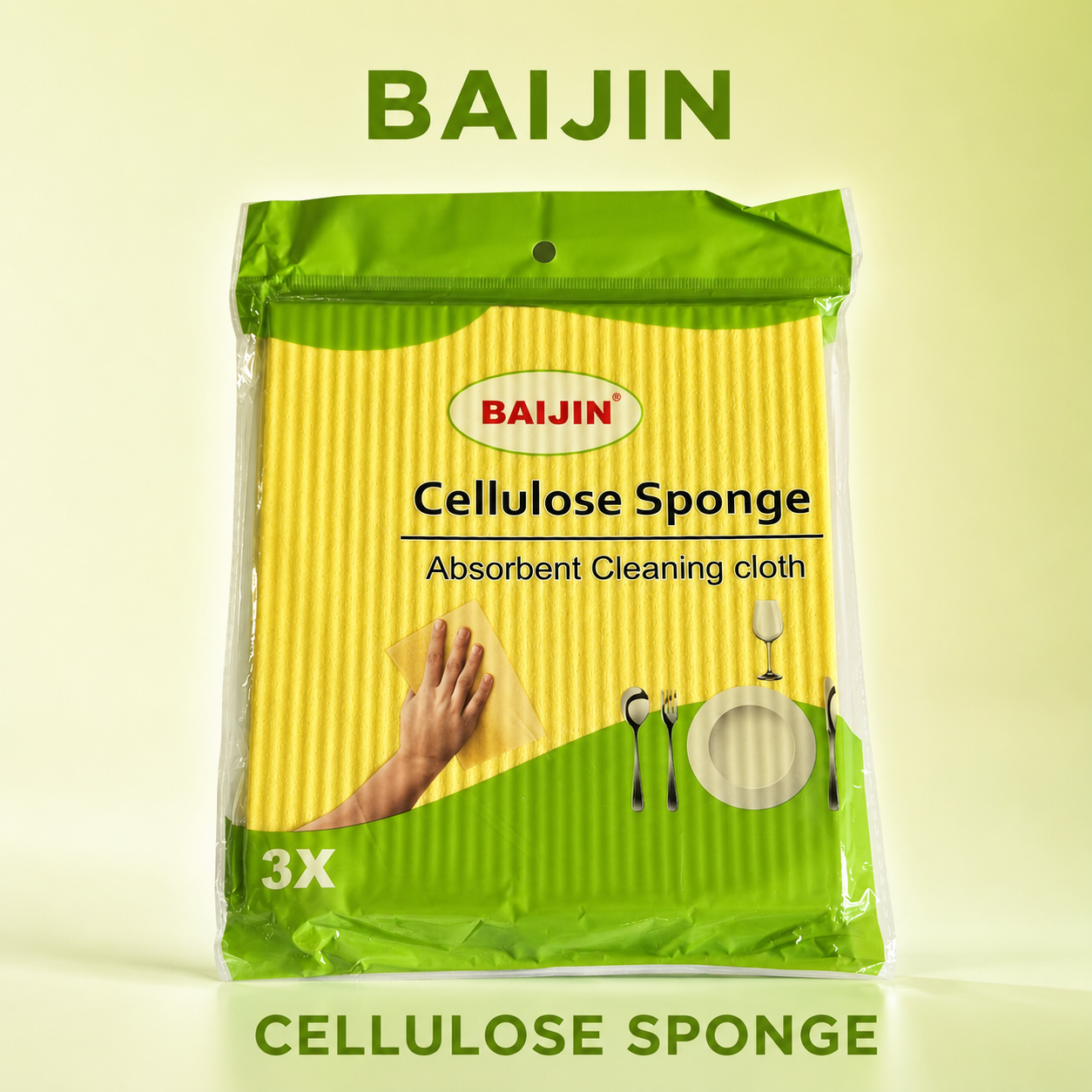 BAIJIN Reusable Cellulose Cleaning Cloths – Super Absorbent Multipurpose Kitchen, Dish, Glass & Surface Wipes | Washable 3-Pack. (Colors & Design May Vary)