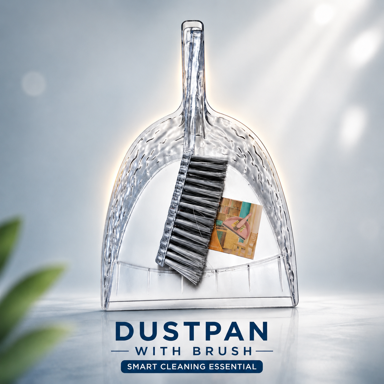 Transparent Acrylic Dustpan and Brush Set | Compact Handheld Dustpan with Cleaning Brush | Kitchen, Home & Office Floor Cleaning Dustpan Set. (Colors & Design May Vary)