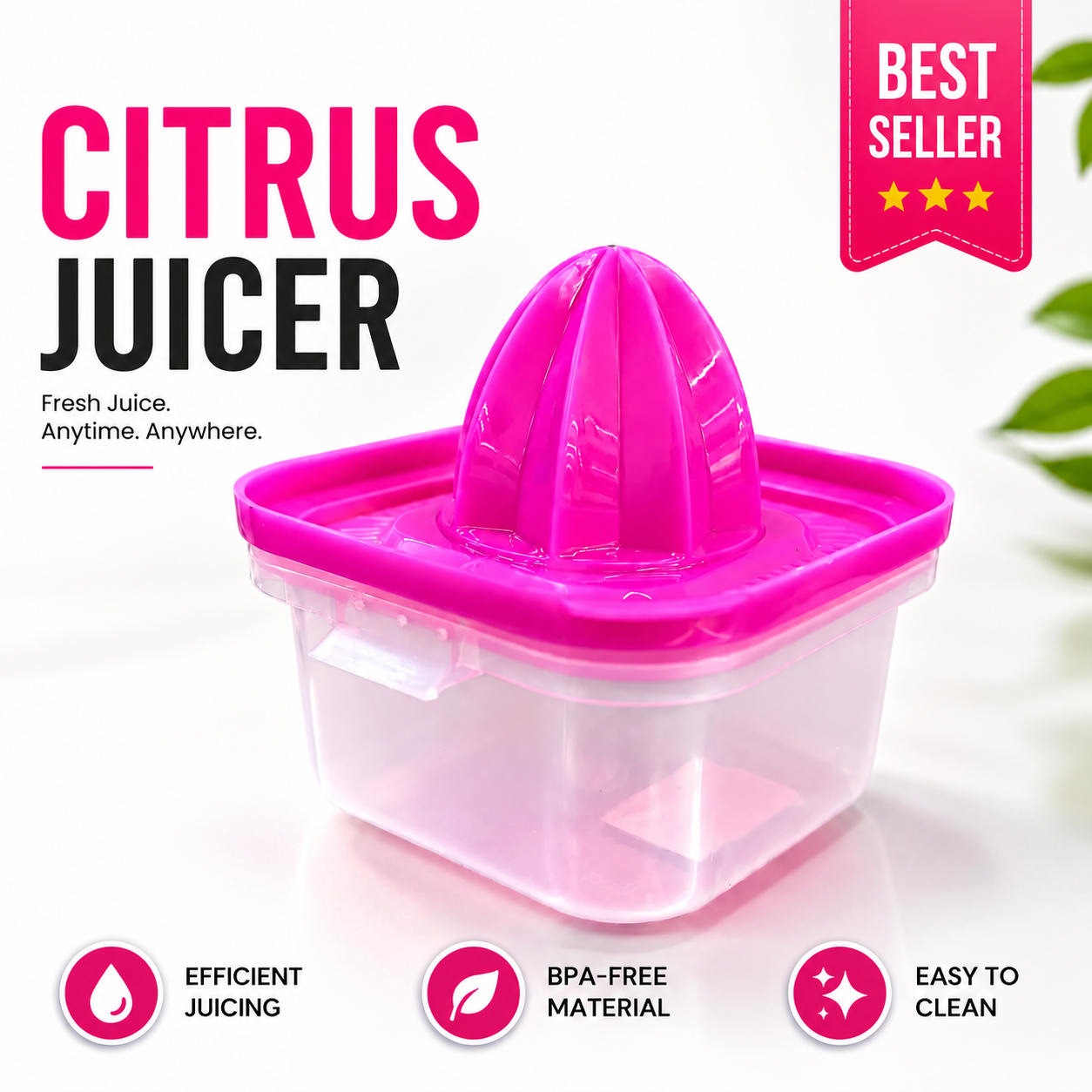 Manual Citrus Juicer with Storage Container | Lemon & Orange Hand Juicer | BPA-Free Juice Extractor with Measuring Box | Kitchen Fruit Squeezer. (Colors & Design May Vary)
