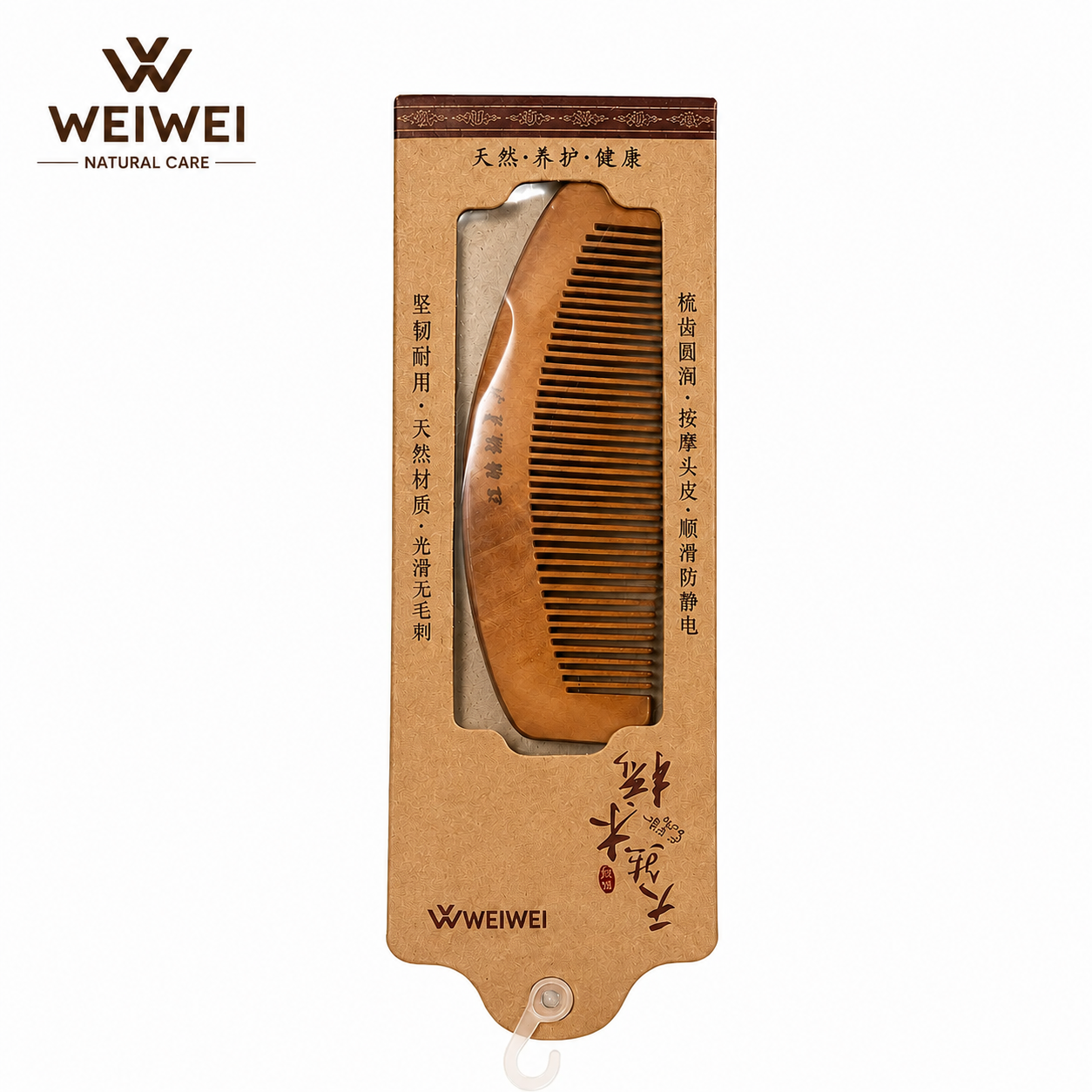 Premium Natural Wooden Hair Comb | Anti-Static Wide Tooth Sandalwood Comb for Hair Detangling, Scalp Massage & Beard Care | Suitable for Men & Women. (Colors & Design May Vary)