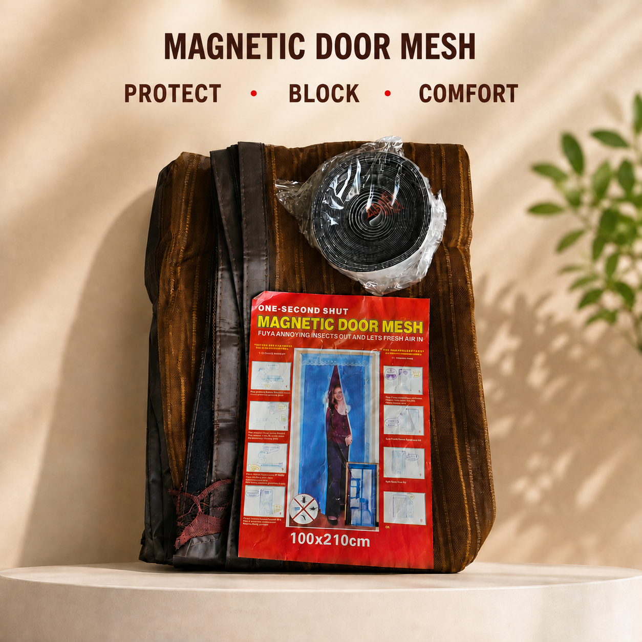 Magnetic Door Mesh Screen 100 x 210 cm | Hands-Free Auto Close Insect Screen Door - Strong Magnetic Seal, Fresh Air Flow & Easy Installation for Home. (Colors & Design May Vary)